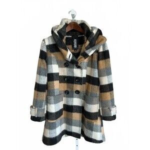 INTL Details Women's Plaid Double-Breasted Fall/Winter Coat